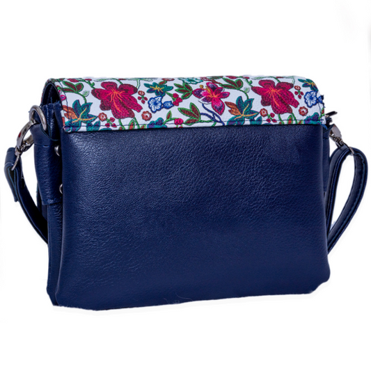 Кожена чанта "Омайниче" - тъмносиня