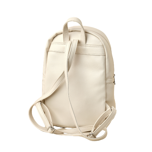 Кожена раница с бродирани шевици "Хармония" - бежова