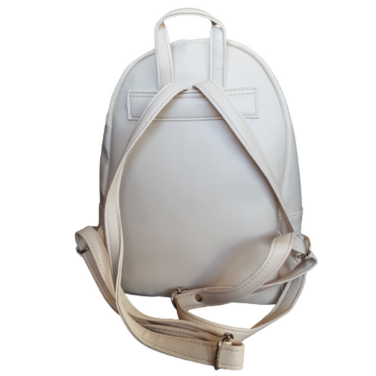 Кожена раница с бродирани шевици "Далия" - бежова