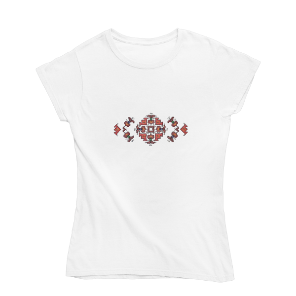 Дамска тениска с бродерия "Смелост" - бяла